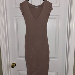Elegant Beige V-Neck Dress